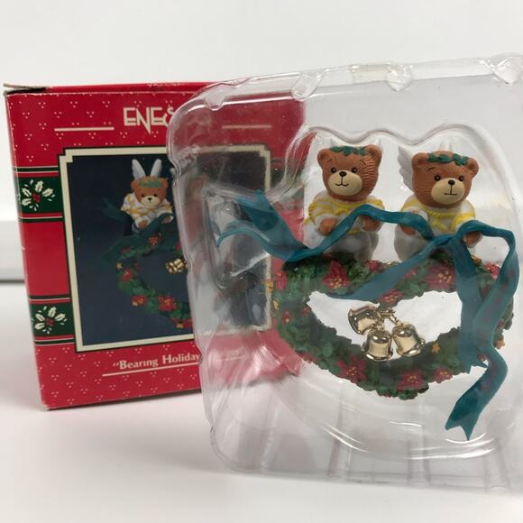 Enesco Christmas Ornament Bearing Holiday Wishes w/Box 1990 Lucy & Me Bear Angel - Picture 1 of 10